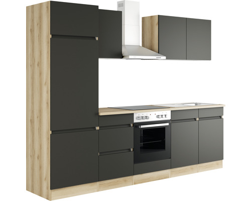 Optifit keukenblok met apparatuur Noah420 270 cm antraciet mat gedemonteerd omkeerbaar KMNO 2742E-0+