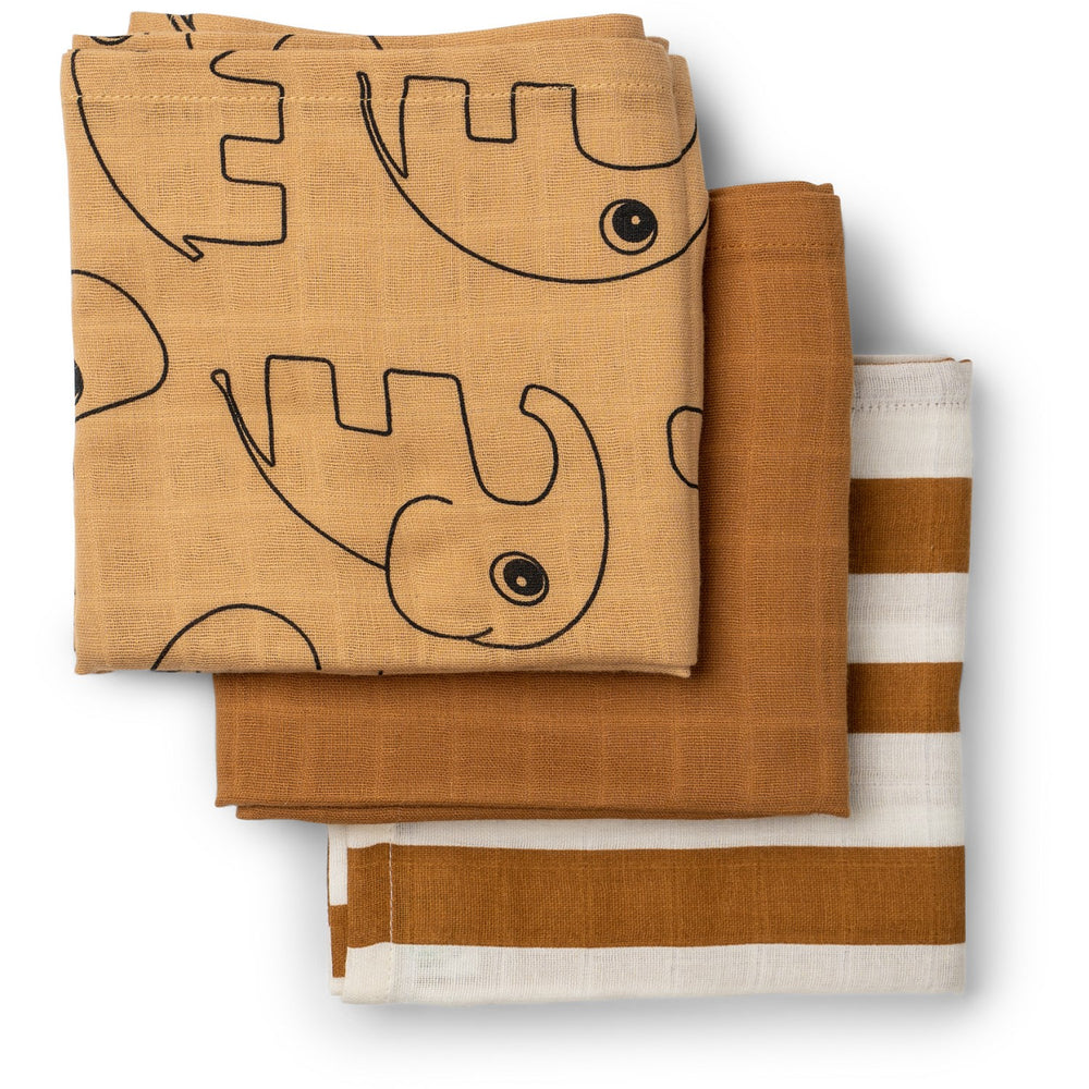 Køb DonebyDeer Mustard Stofbleer 3-Pak GOTS Deer Friends