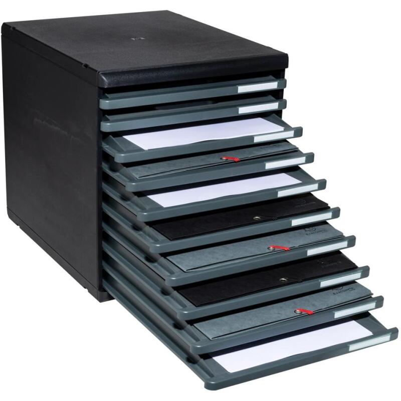 MODULO A4 10 tiroirs ouverts  MODULO A4 10 tiroirs ouverts Ecoblack
