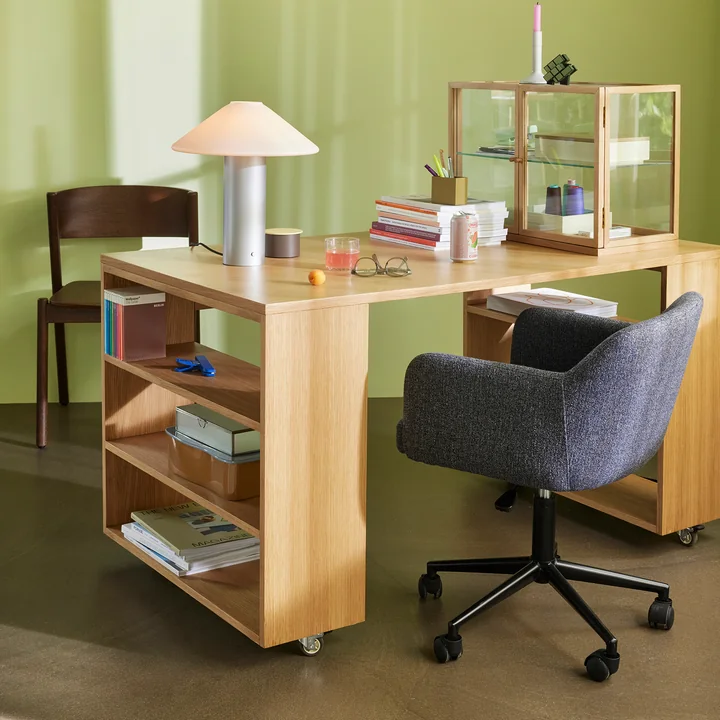 Hübsch Interior - Utility Schreibtisch mit Rollen, Eiche