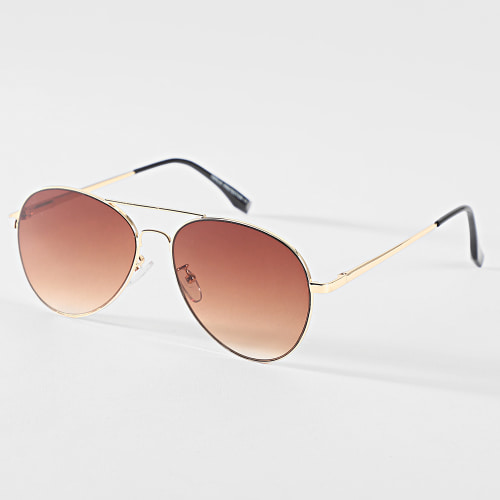 Lunettes De Soleil Doré Marron Dégradé