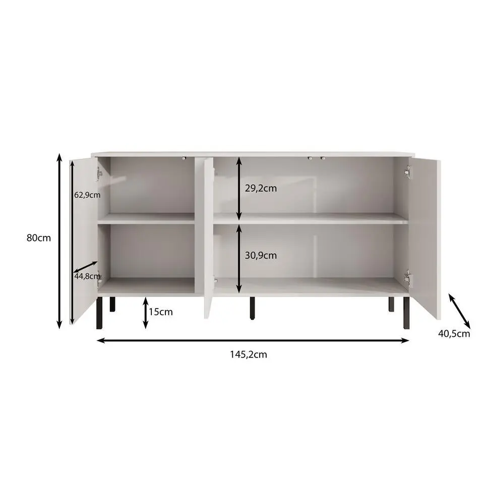 Meubella - Dressoir Margareth - Wit - 145 cm