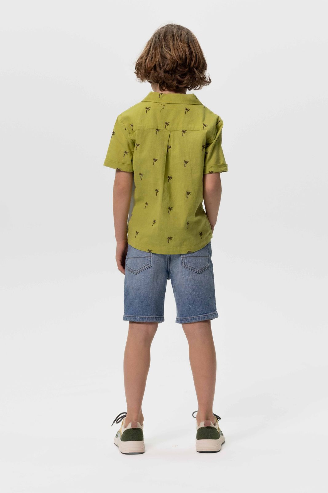 Groen overhemd met palmboom embroidery