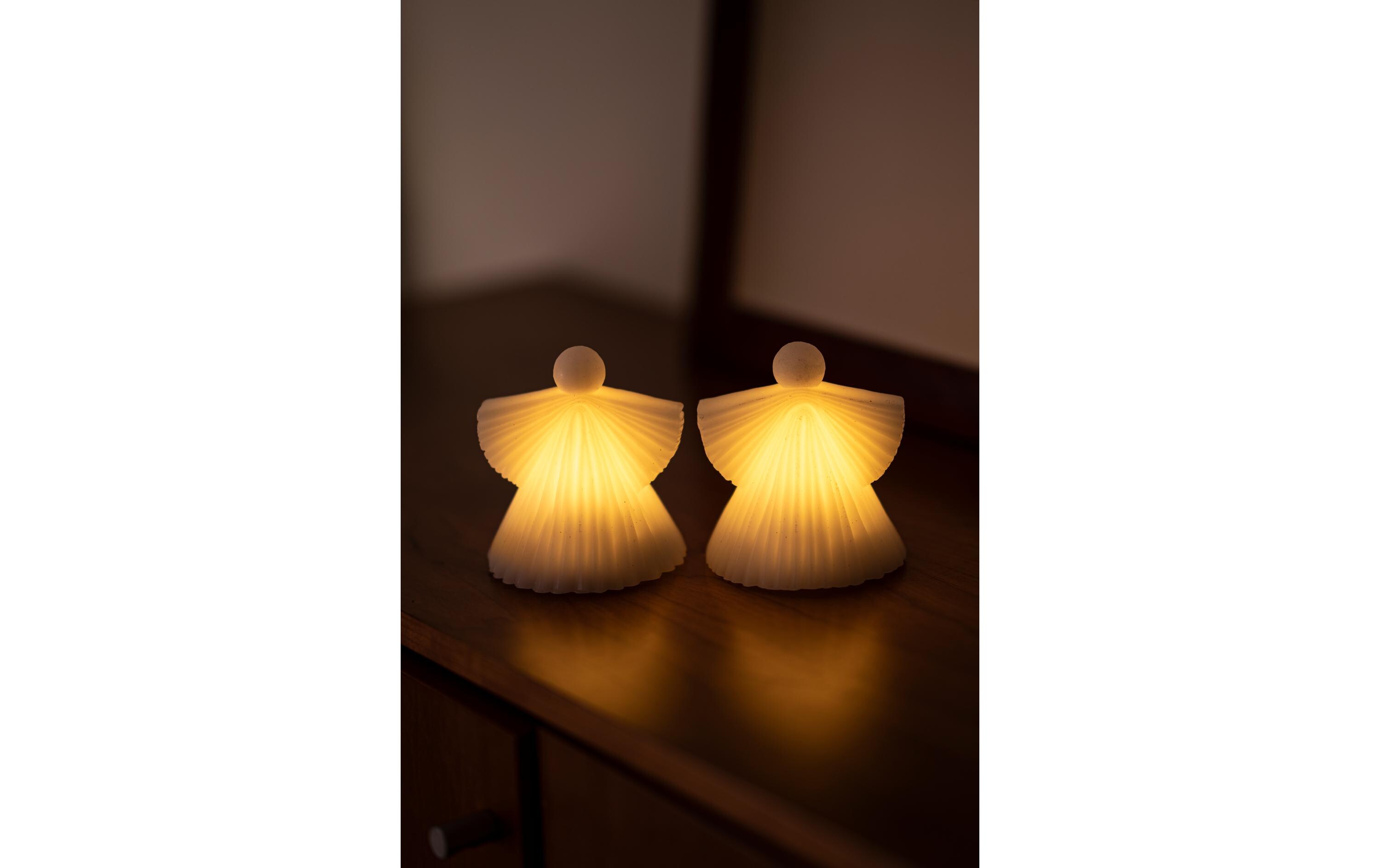 Tischdeko Asta, Ø 9.2 x H 10 cm, 2er Set, WeissWeihnachtliche LED-Dekoration