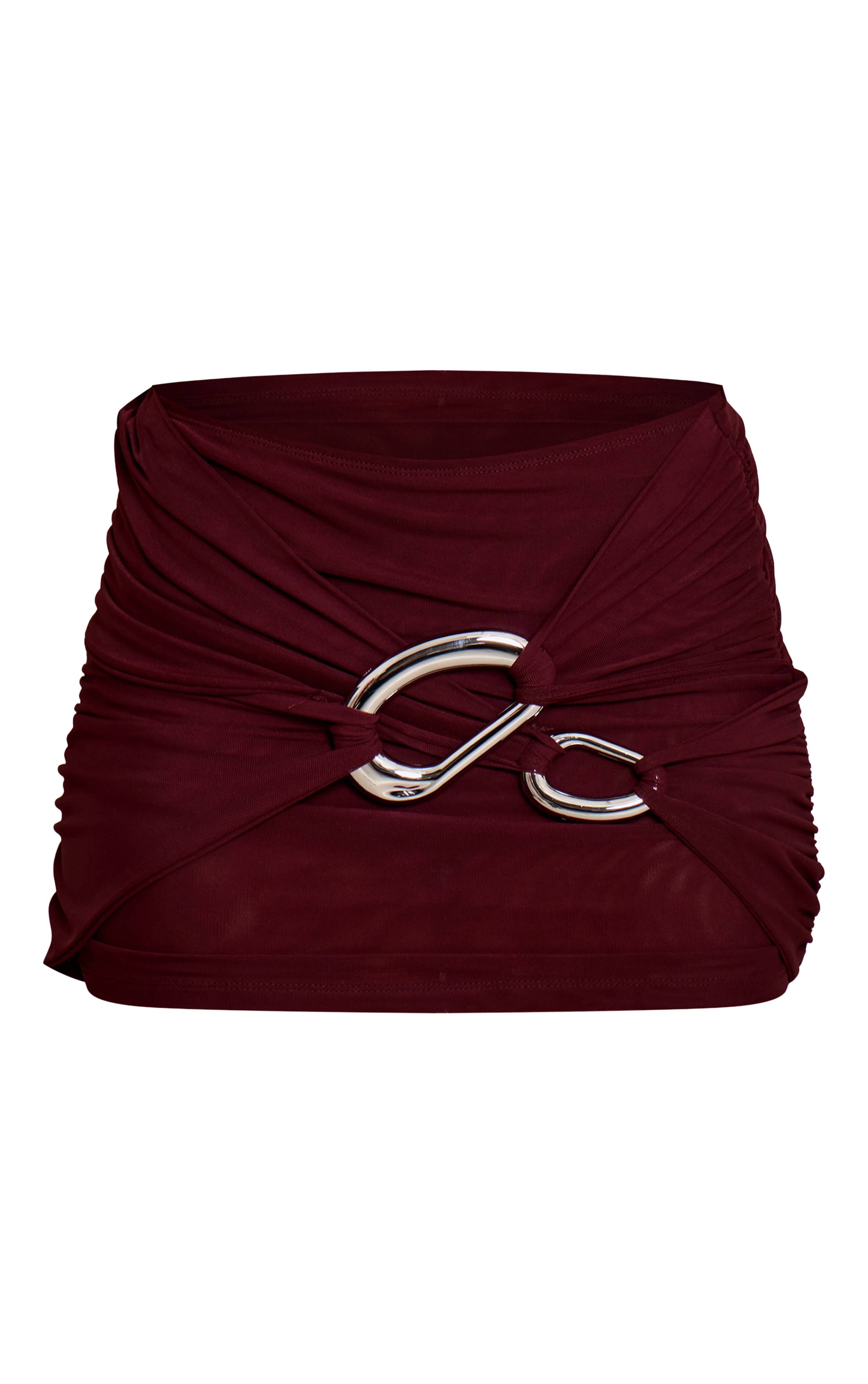 Prune Ensemble Jupe Courte Moulante En Double Maille Avec Détails De Bordure Enveloppante