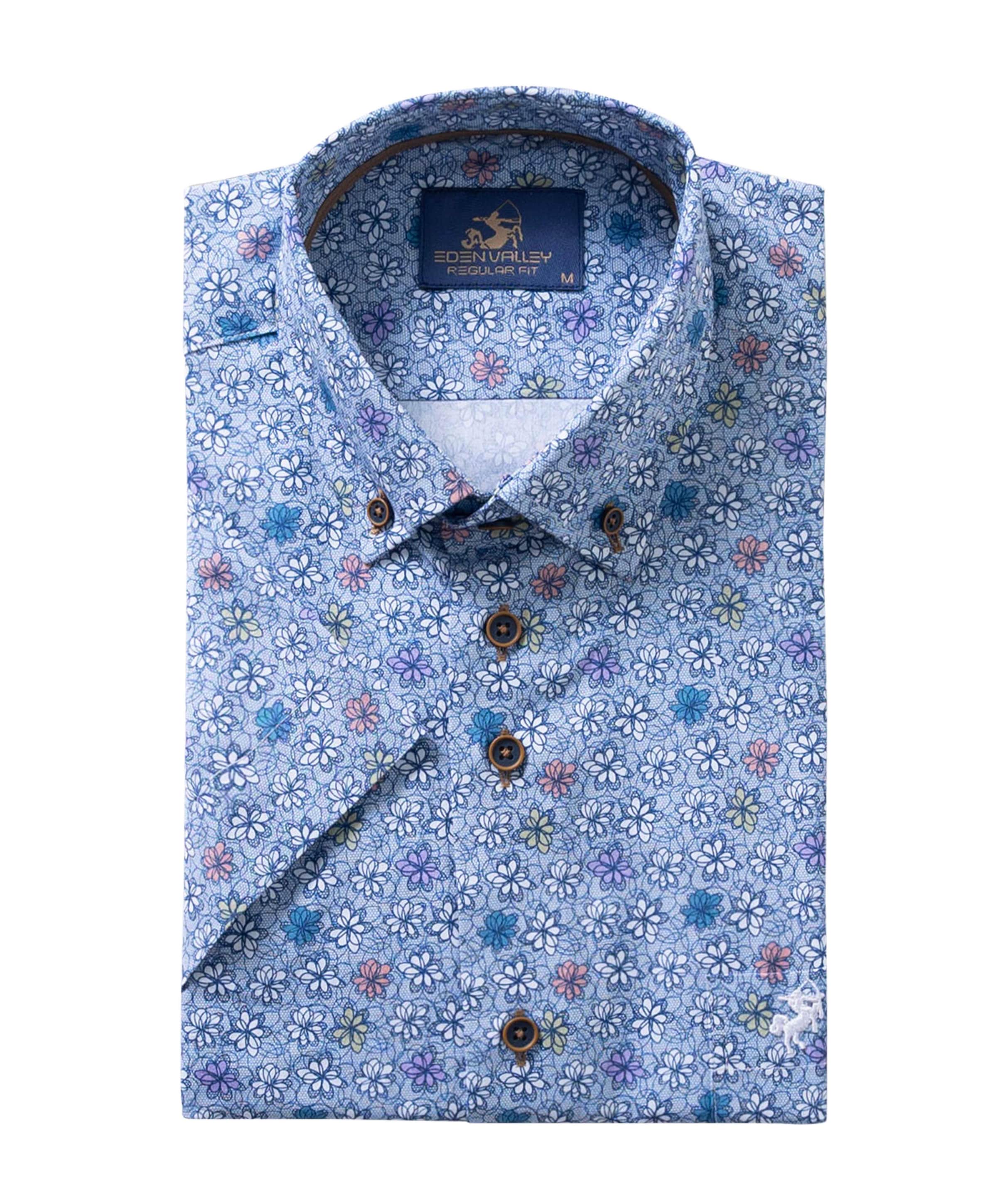 Eden Valley Heren overhemd korte mouw blauw