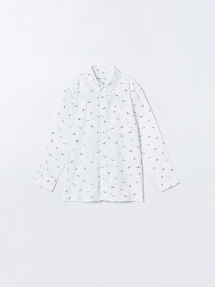 Camisa Oxford estampada - Branca