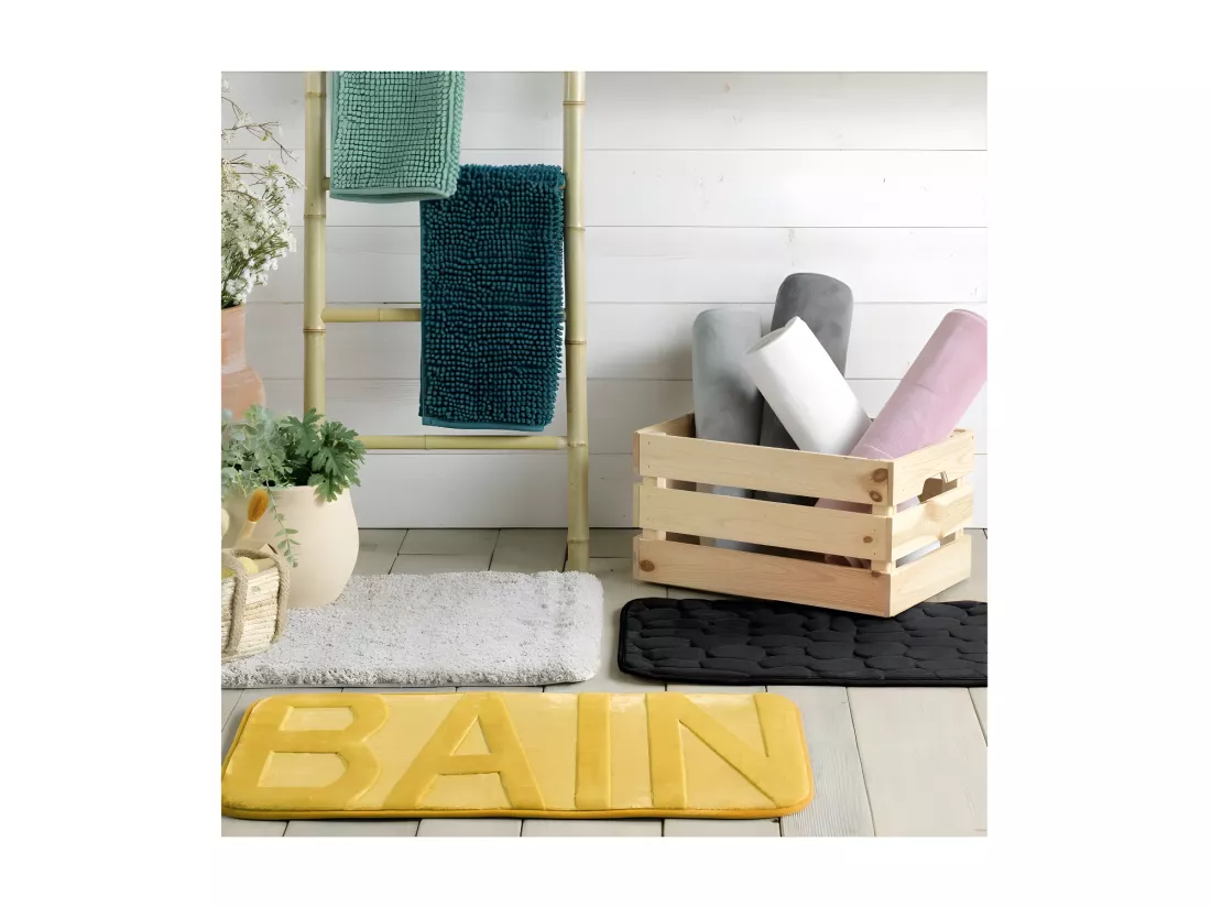 Tapis de Bain 40 x 60 cm Ricochet Framboise - Microfibre Relief