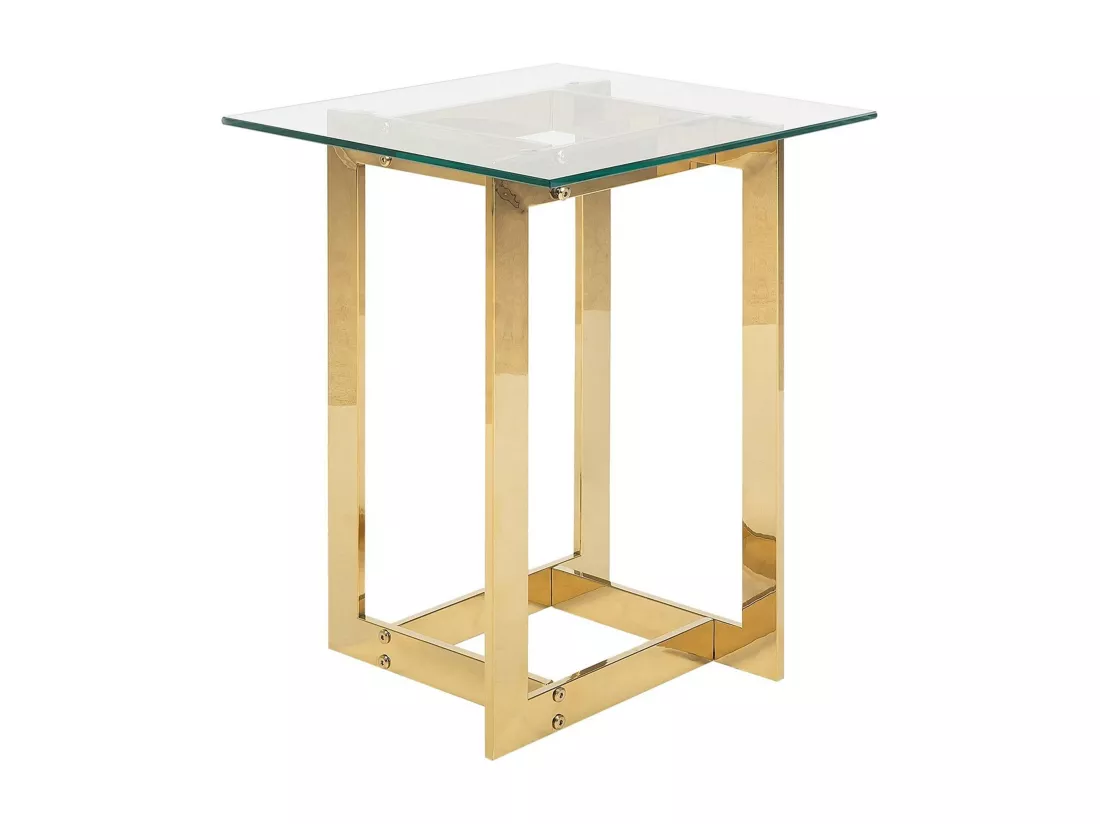 Table appoint dorée avec plateau en verre CRYSTAL