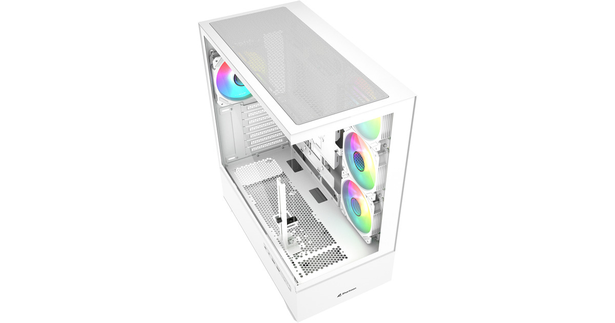 SharkoonAK6 RGB midi tower behuizing  (Wit | 2x USB-A | 1x USB-C | RGB | Tempered Glass)