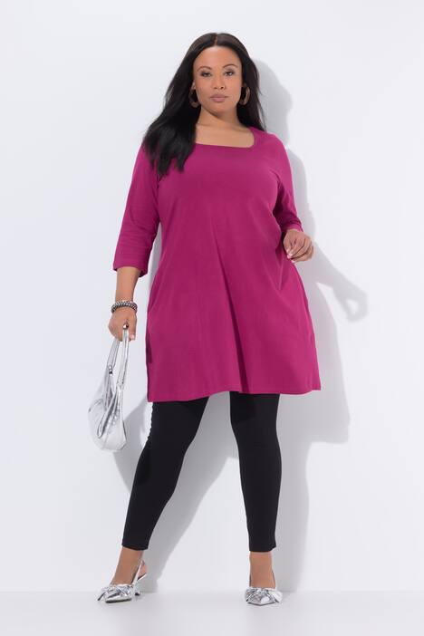 Longshirt, A-Linie, Carré-Ausschnitt, 3/4-Arm, erika