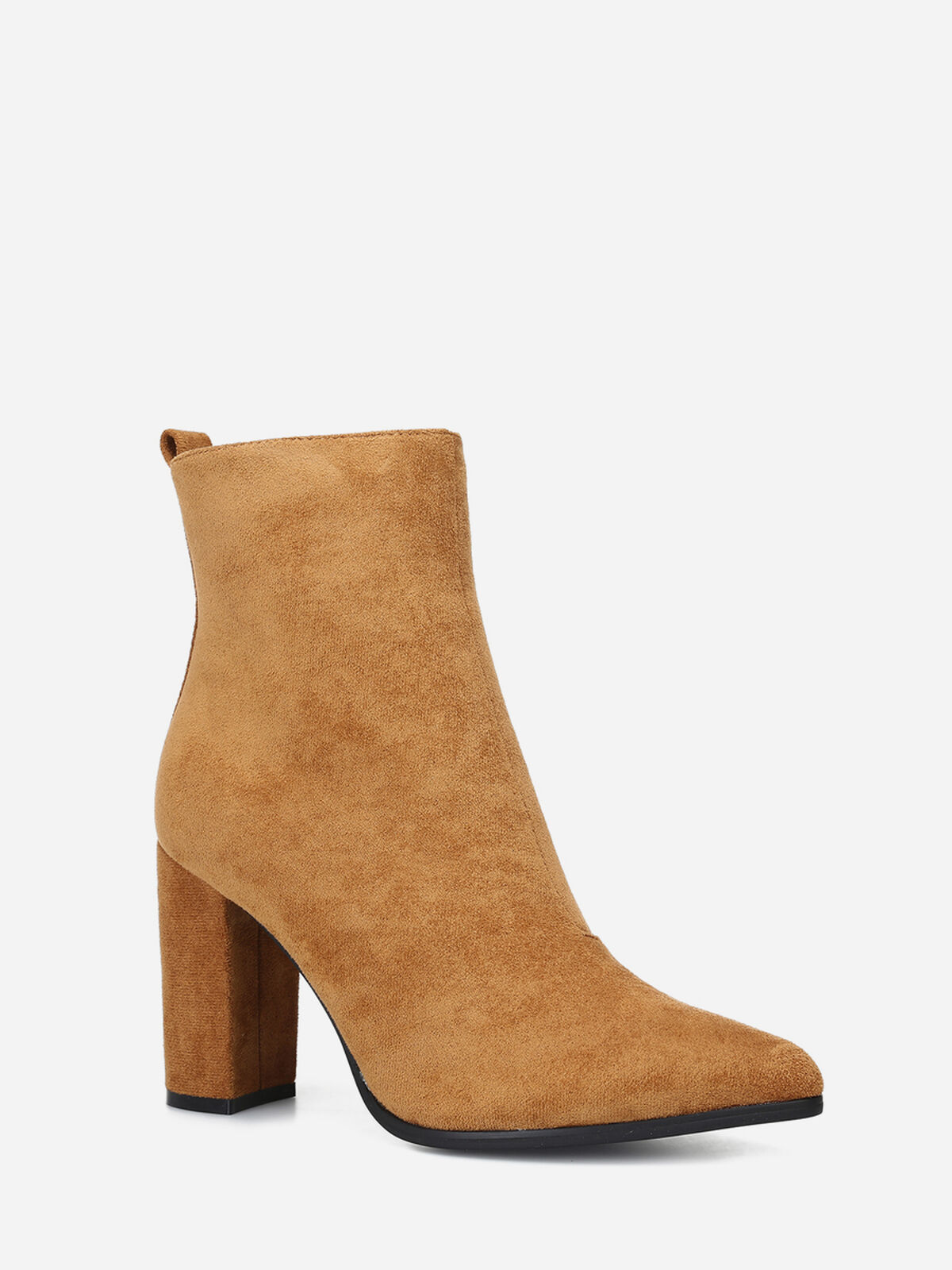 Bottines en suédine à bout pointu- Camel