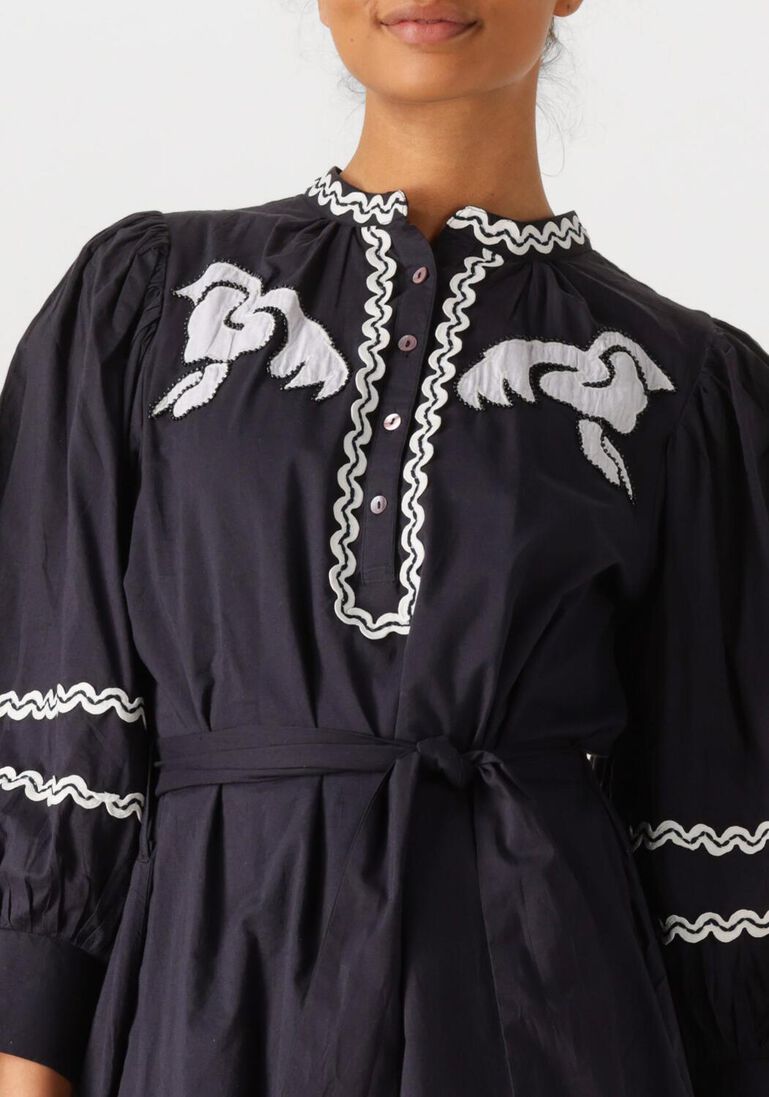 donkerblauwe antik batik midi jurk dali dress
