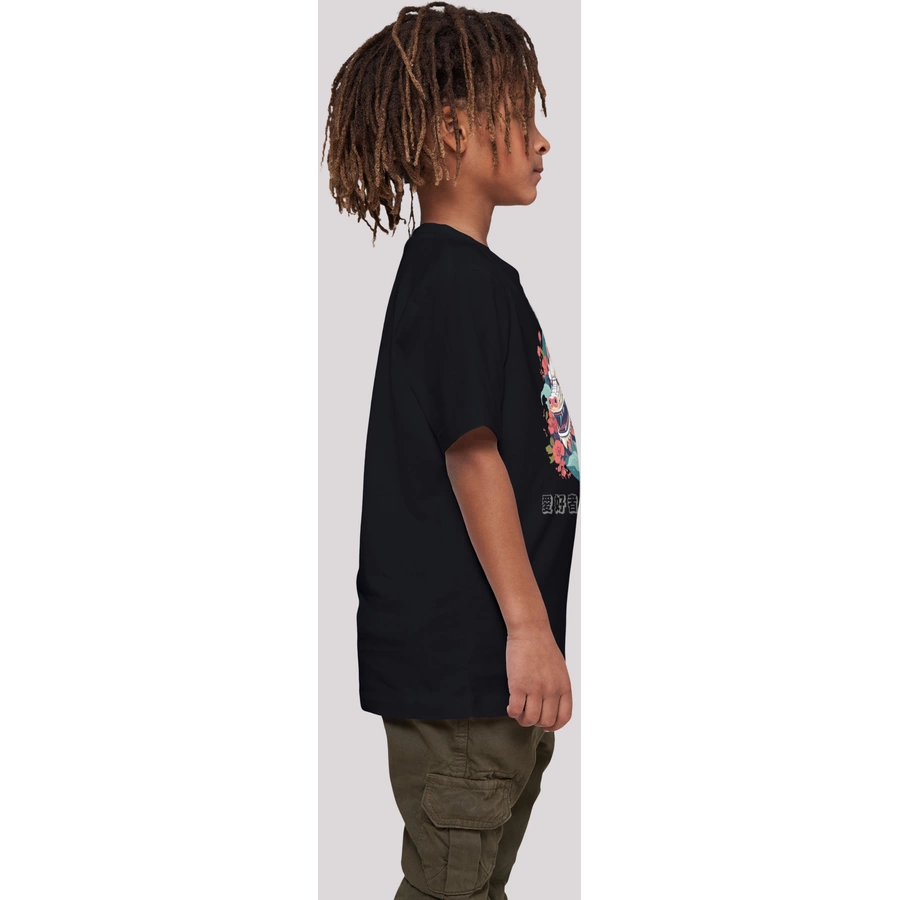 F4NT4STIC T-Shirt Drache mit Blumen schwarz