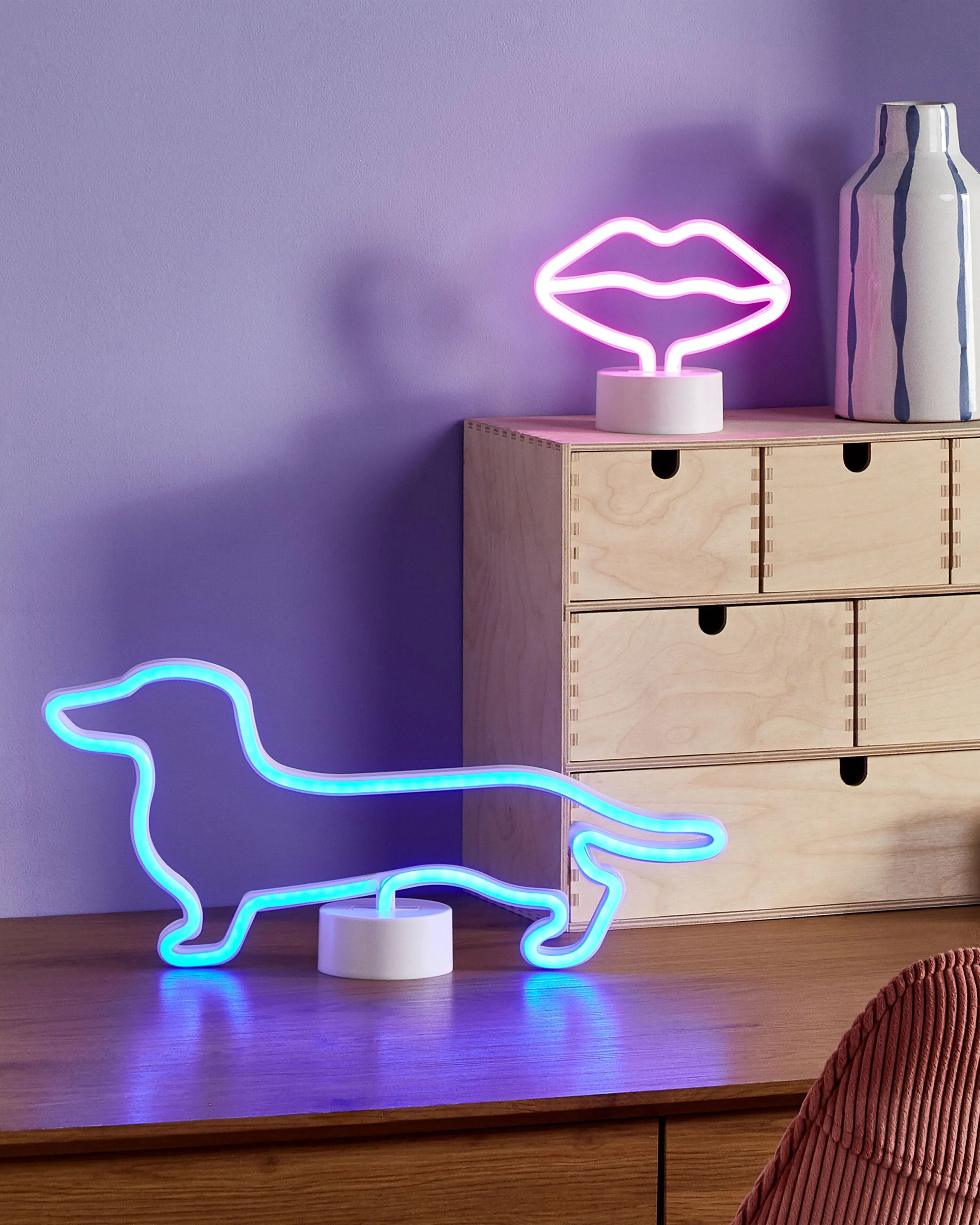 LED neon lichtbord Lippen FLORA Roze