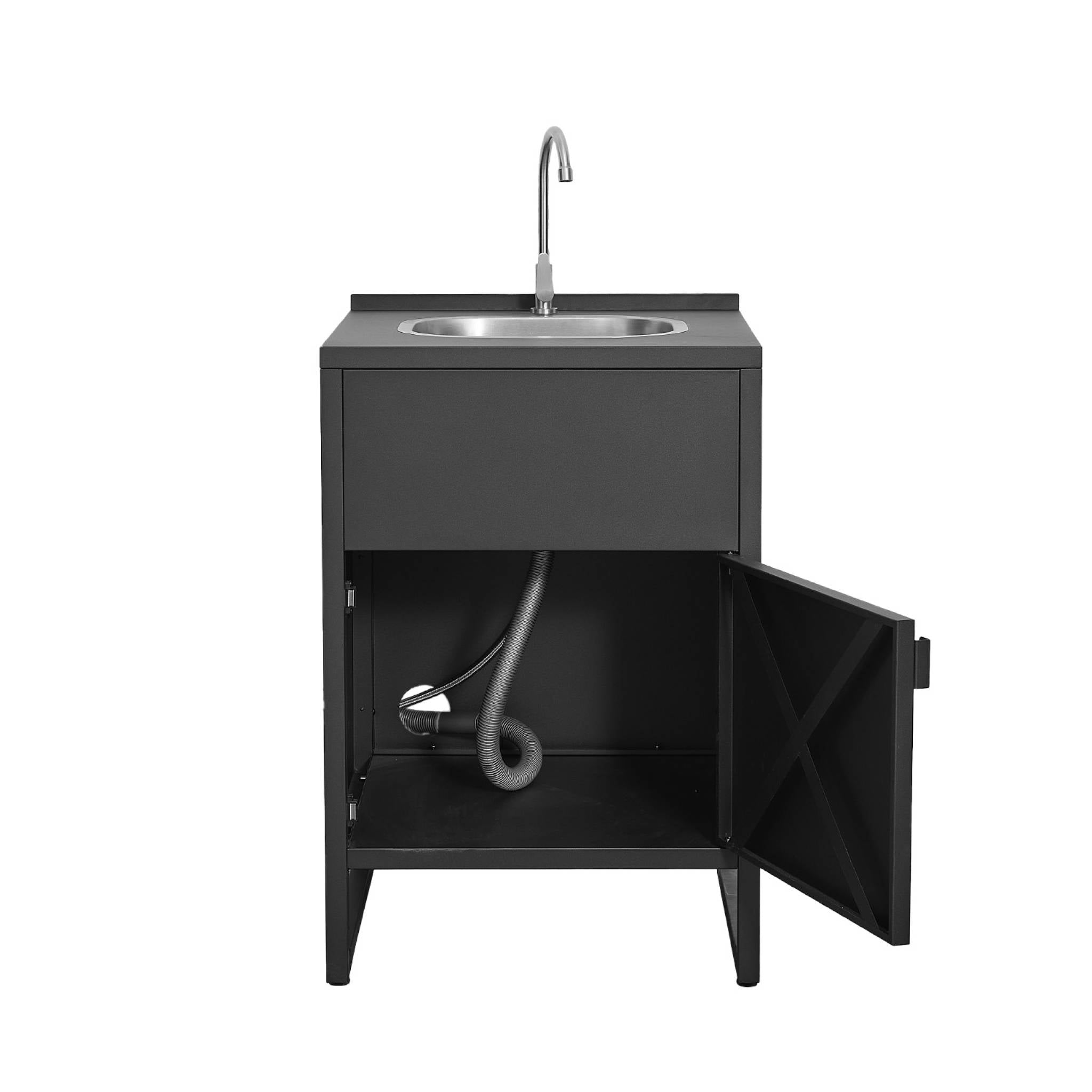 sweeek - Buitenkeuken module gootsteen en 1 deur van staal L60cm