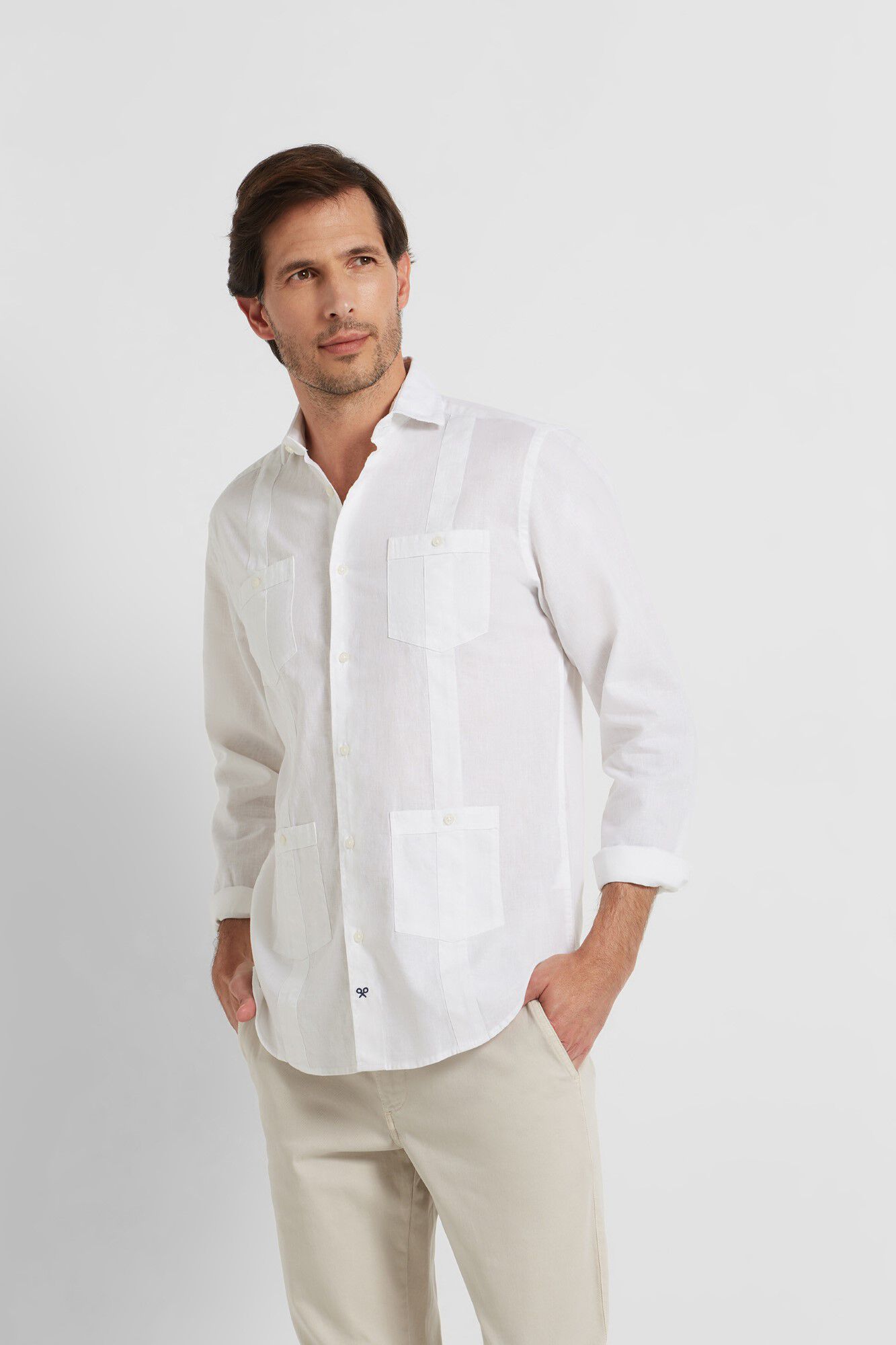 Guayabera sport ligera corante branco - Branco