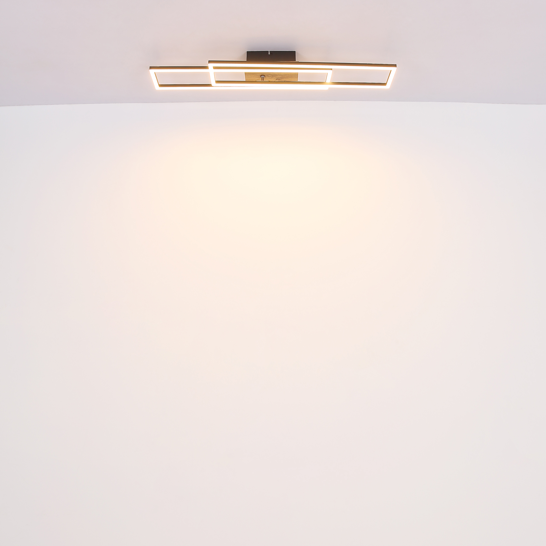 LED-Deckenleuchte - schwarz-Holzoptik-opal - 30 Watt