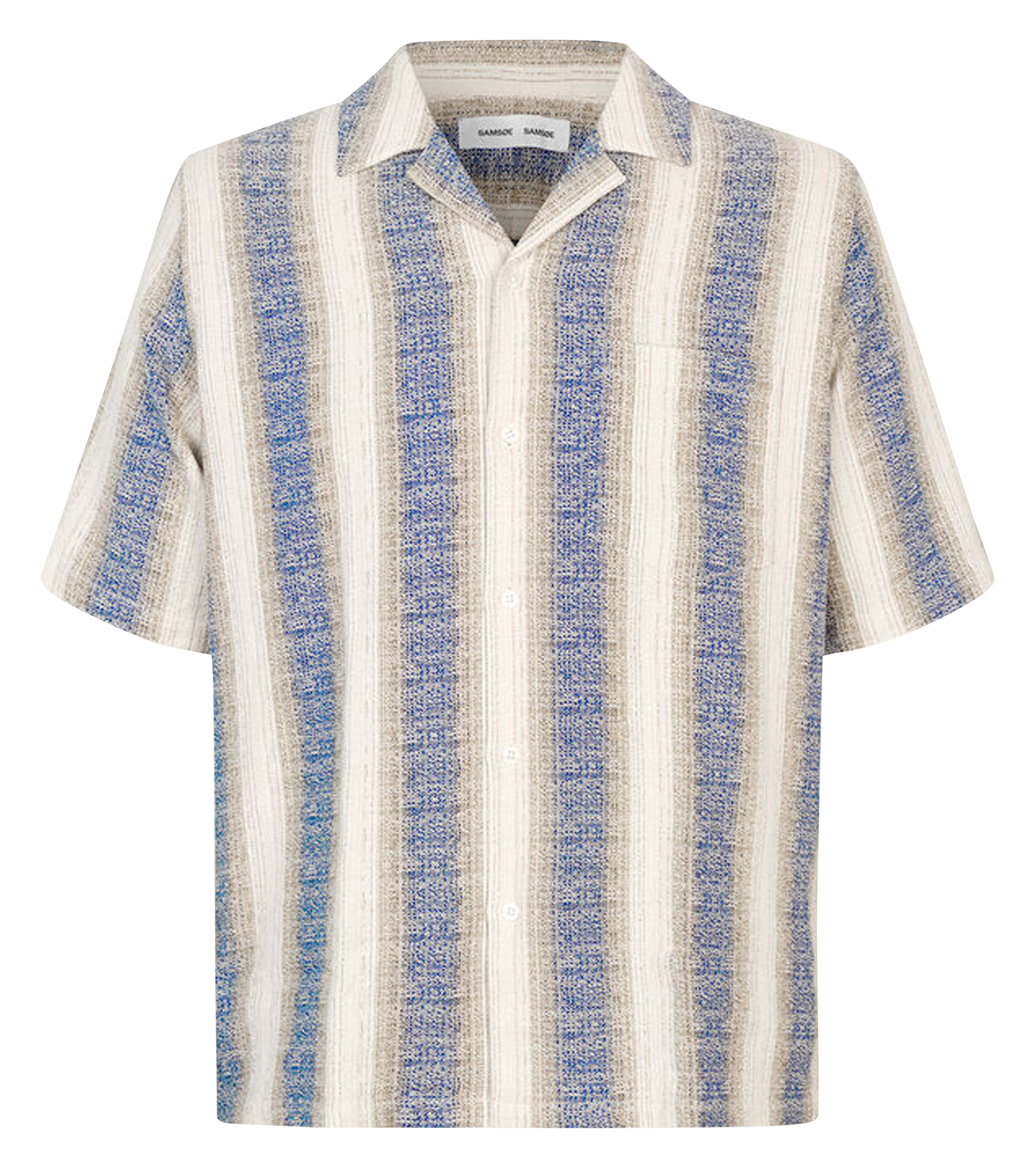SAOSCAR - Chemise manches courtes jacquard en coton bio | Bleu