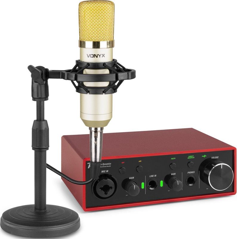 Vonyx - Producer Recording Set - Studio Opnameset - Goud - Inclusief Audio Interface en Condensator Microfoon