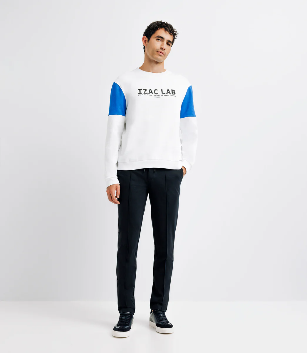 Pull sweat bicolore blanc et bleu