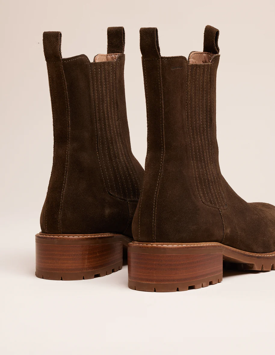 Bottines plates Dorianne - Suède kaki