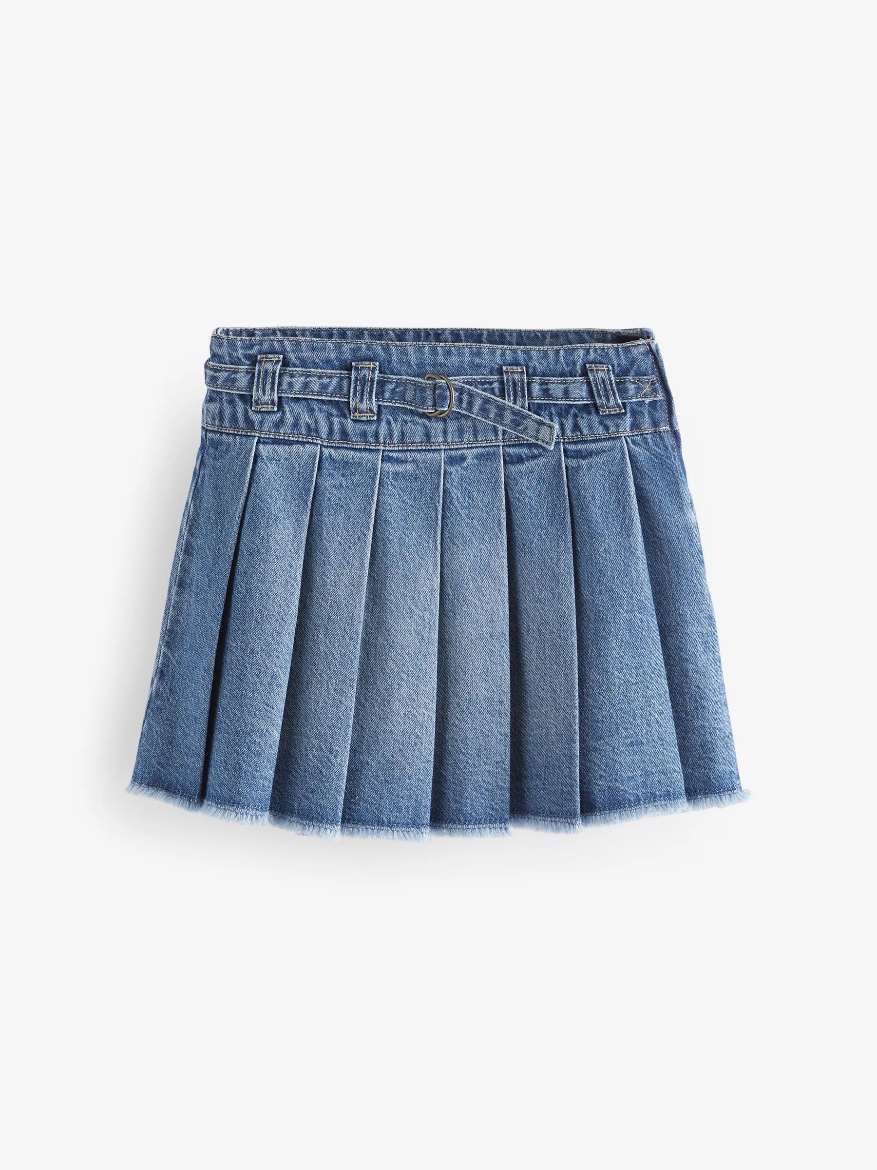 Normaal blauw - Geplooide denim rok (3-16jr)