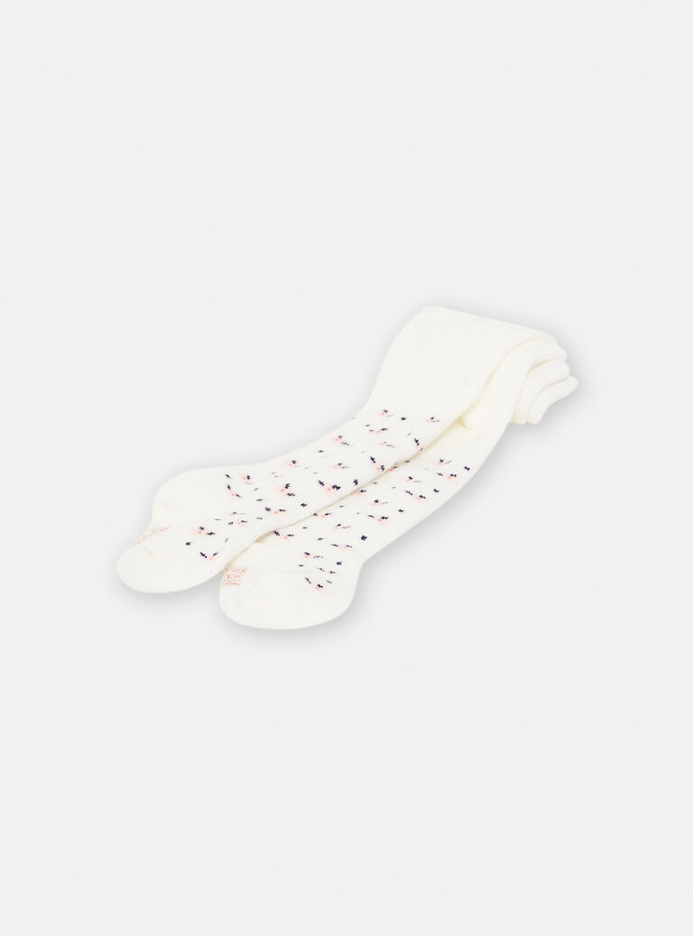 Collants écrus à motifs fleuris bébé fille