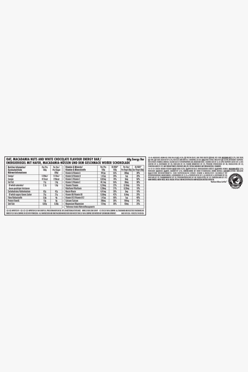 Clif Bar White Chocolate Macadamia Nut 12 x 68 g Sportriegel