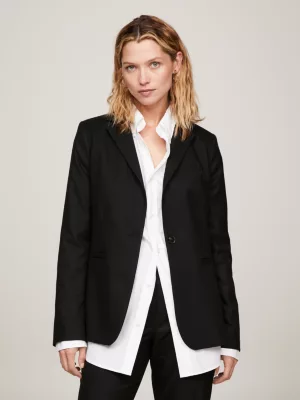 Blazer regular de abotoamento simples com bordado de monograma TH
