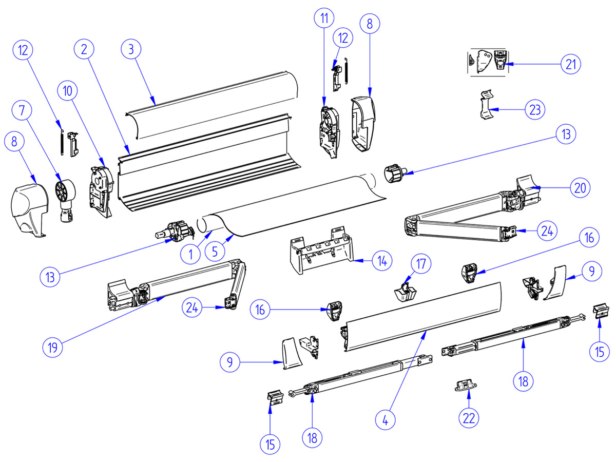 Thule Omnistor set eindkappen voorlijst 5003 wit