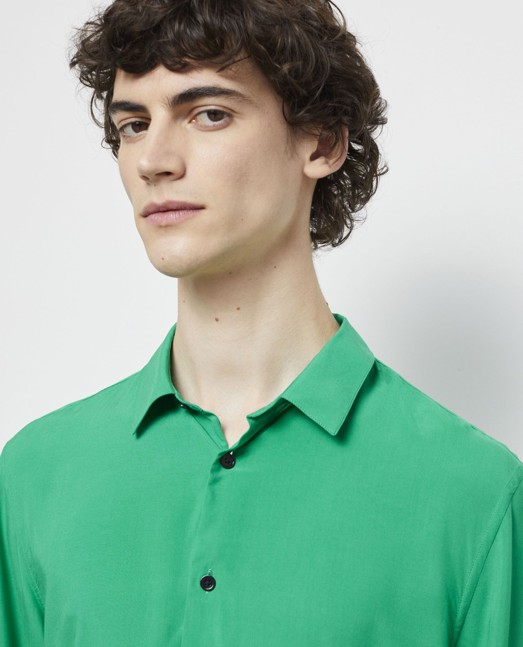 Chemise col classique verte