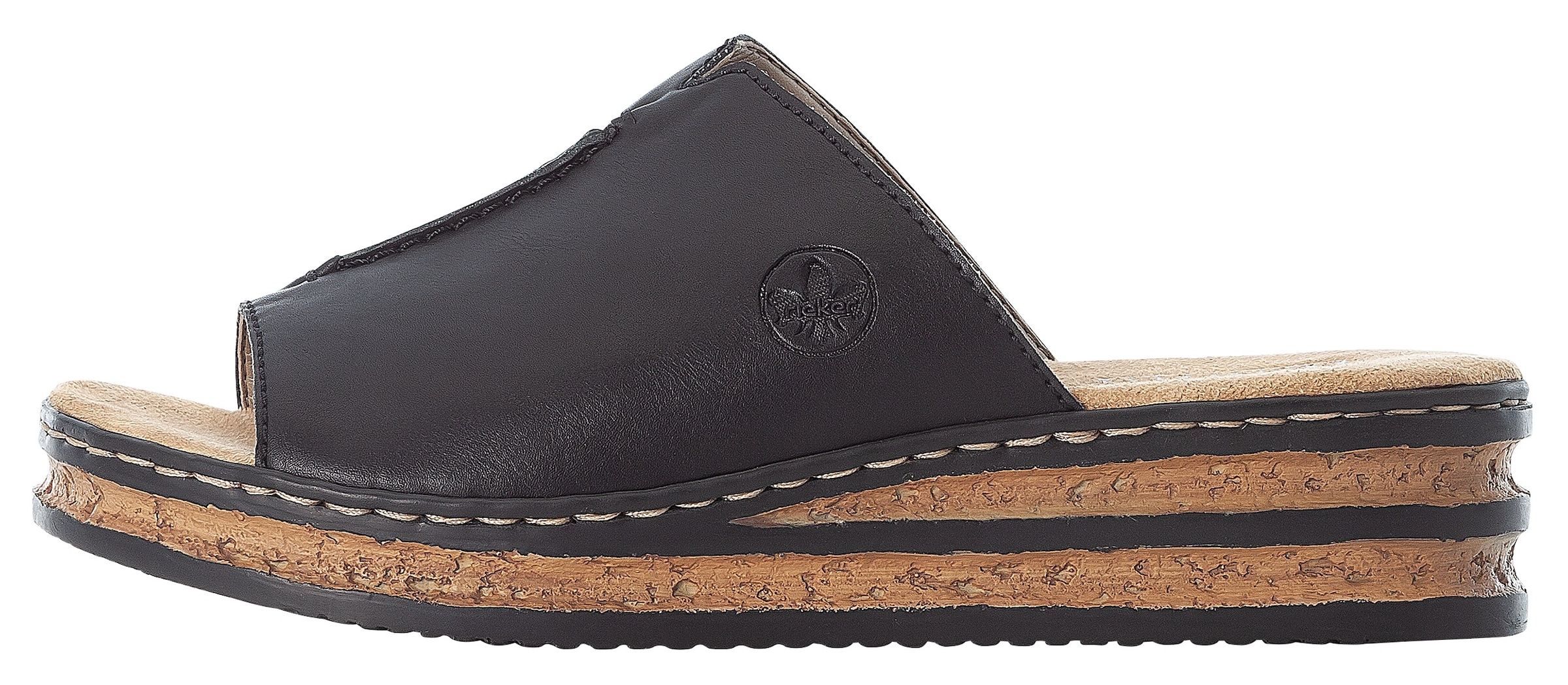 Rieker Pantolette  , Plateau, Sommerschuh, Schlappen in klassischer Optik
