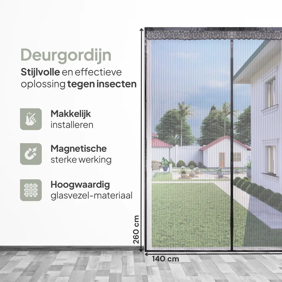 O'DADDY Deurgordijn Deluxe FIBER - Magnetisch Vliegengordijn 140x260 Zwart