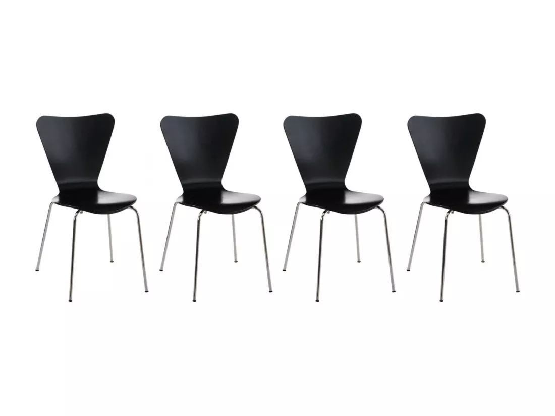 Lot de 4 Chaise de conférence - Bois & Nature - Noir - Calisto