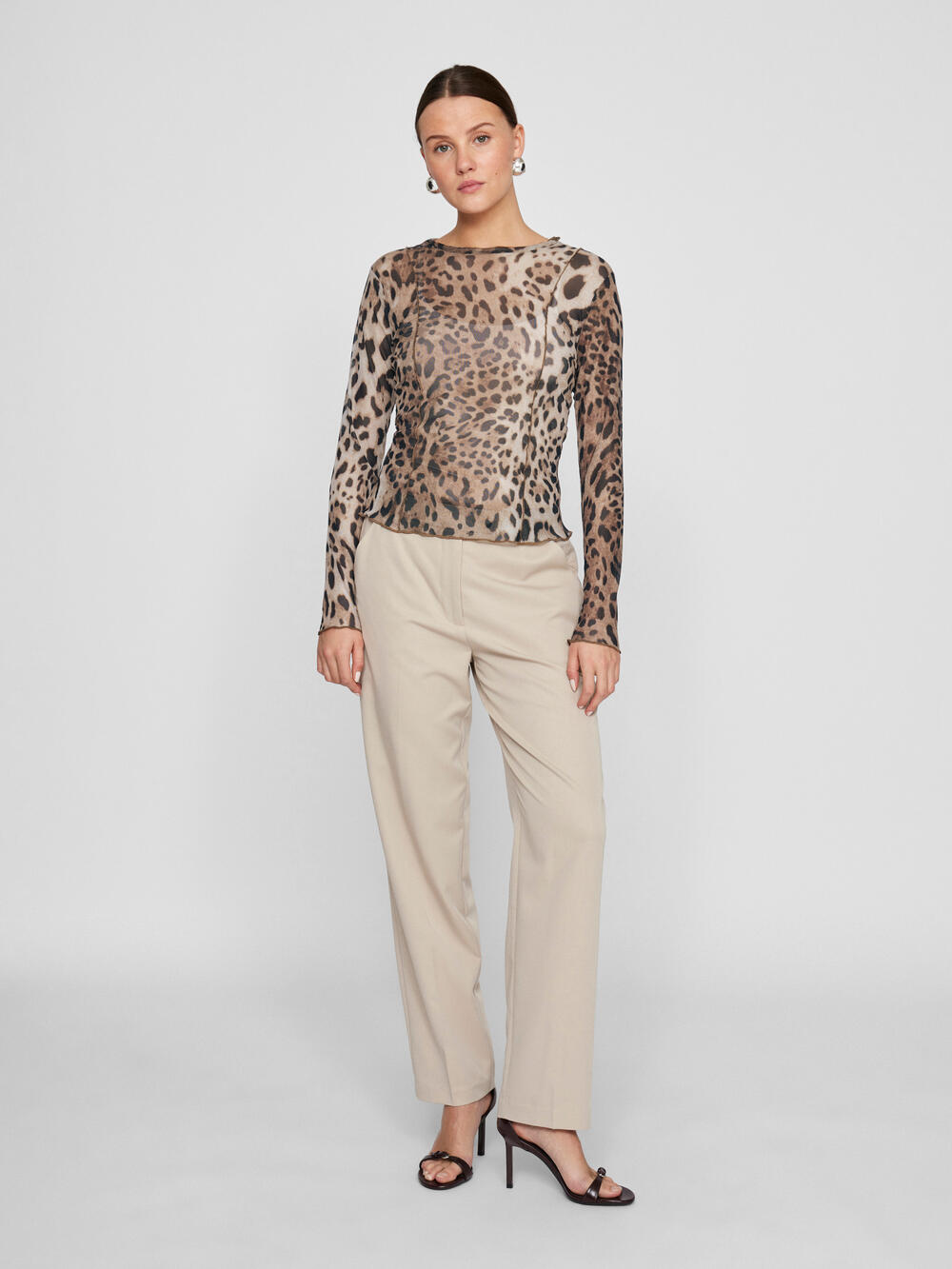 Vila  Vininna L/S Mesh bluse - sort