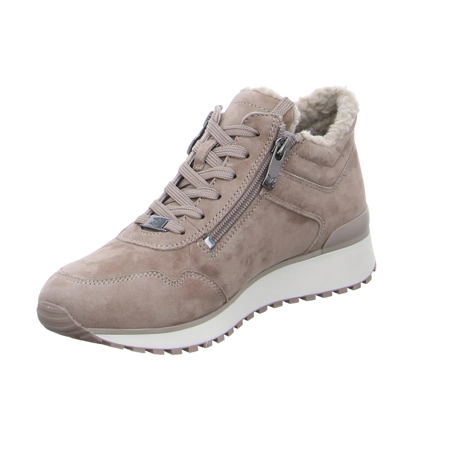 CAPRICE Comfort-Mid Cut Sneaker Taupe Leder  mit TEX