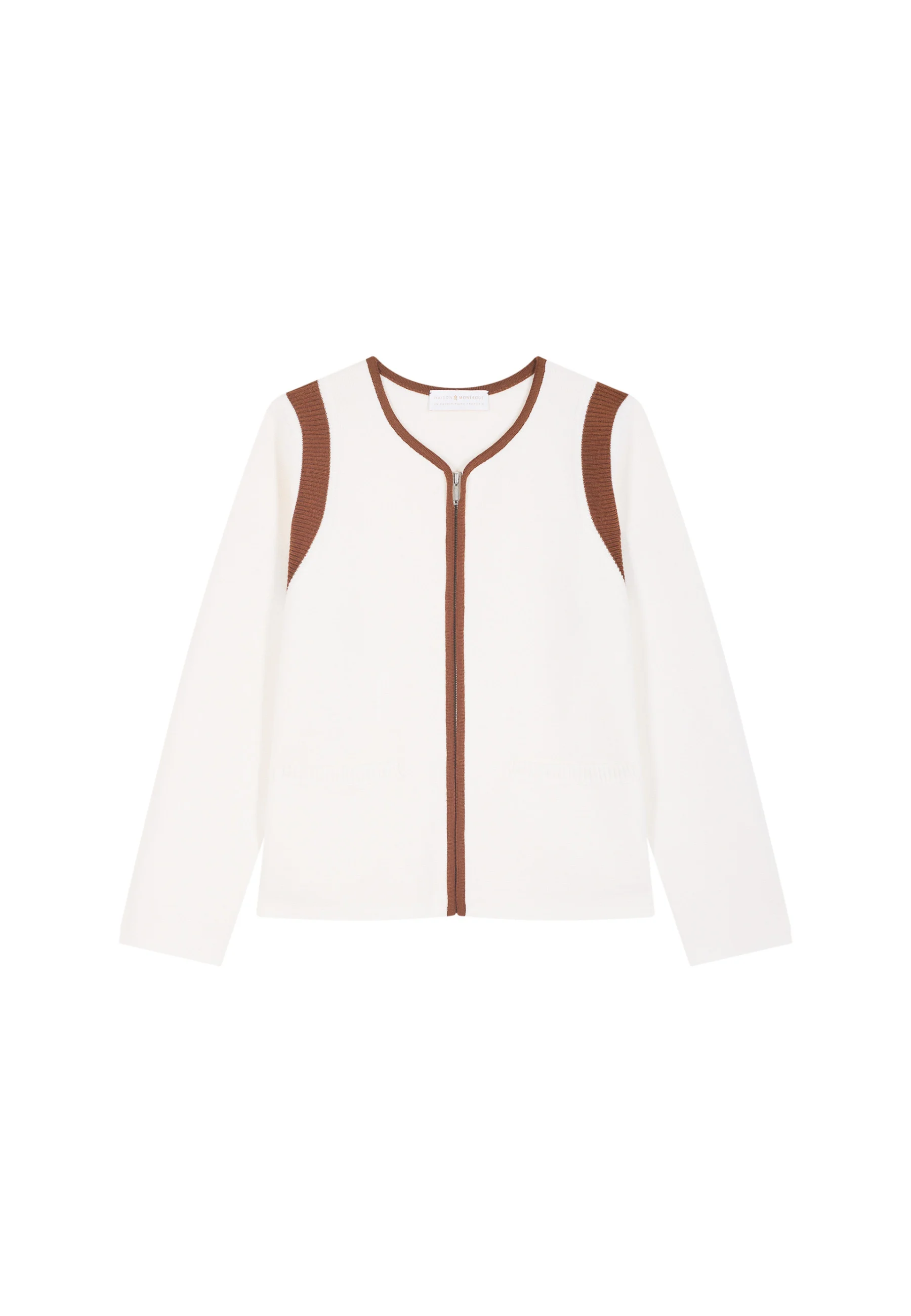 REINEAH24 - Veste zippée en laine mérinos | Blanc