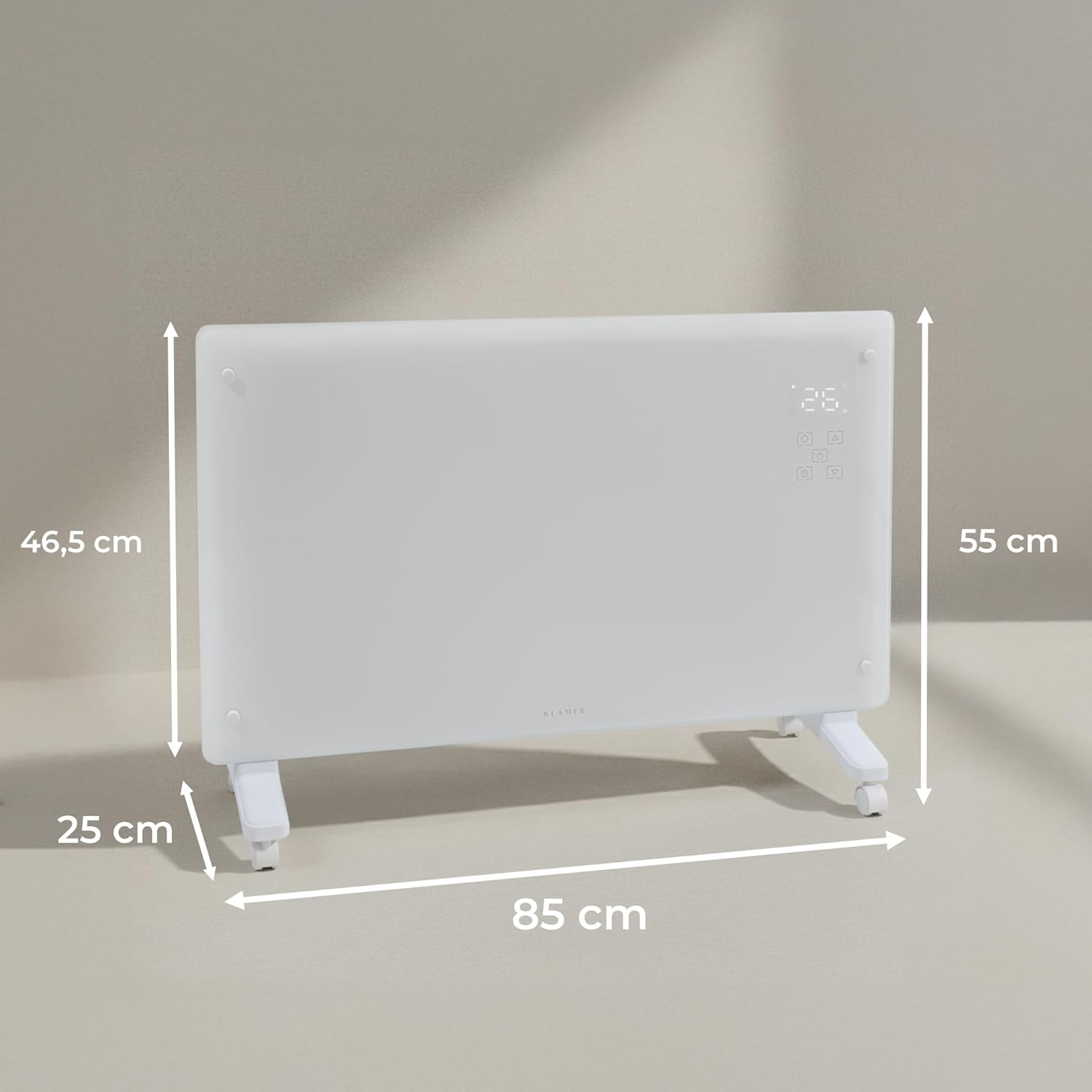 KLAMER Konvektor Pro 2500 W WLAN Heizgerät – Smart Konvektor mit App- & Timersteuerung, ECO- & Frostschutzmodus, LED-Display, Überhitzungsschutz, für Wohn- & Schlafräume, Wand- oder Standmontage