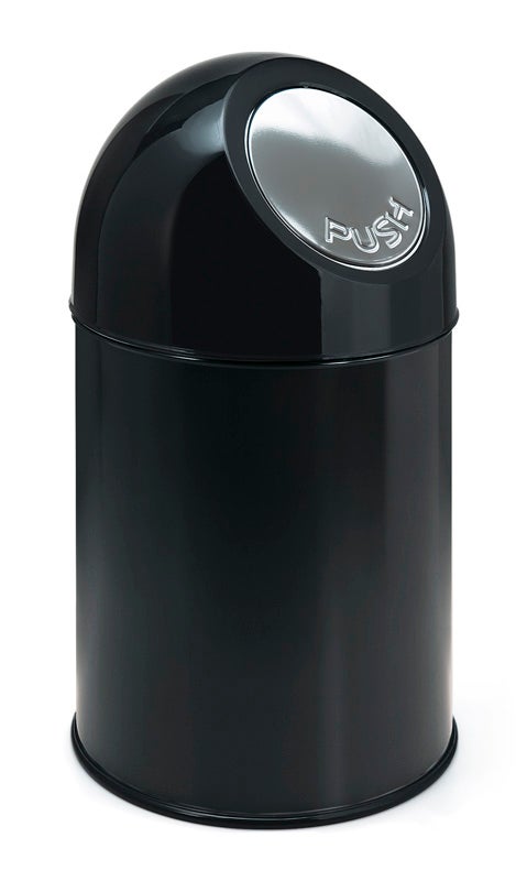 PROREGAL Classic Afvalbak met Push-deksel en Binnenemmer, 30 Liter, HxBxD 56 x 31 x 31 cm, Metaal, Zwart