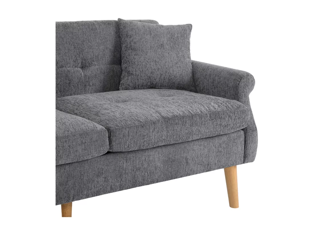 Design moderne, meubles rembourrés, canapé double, canapé rembourré avec coussins épais, gris