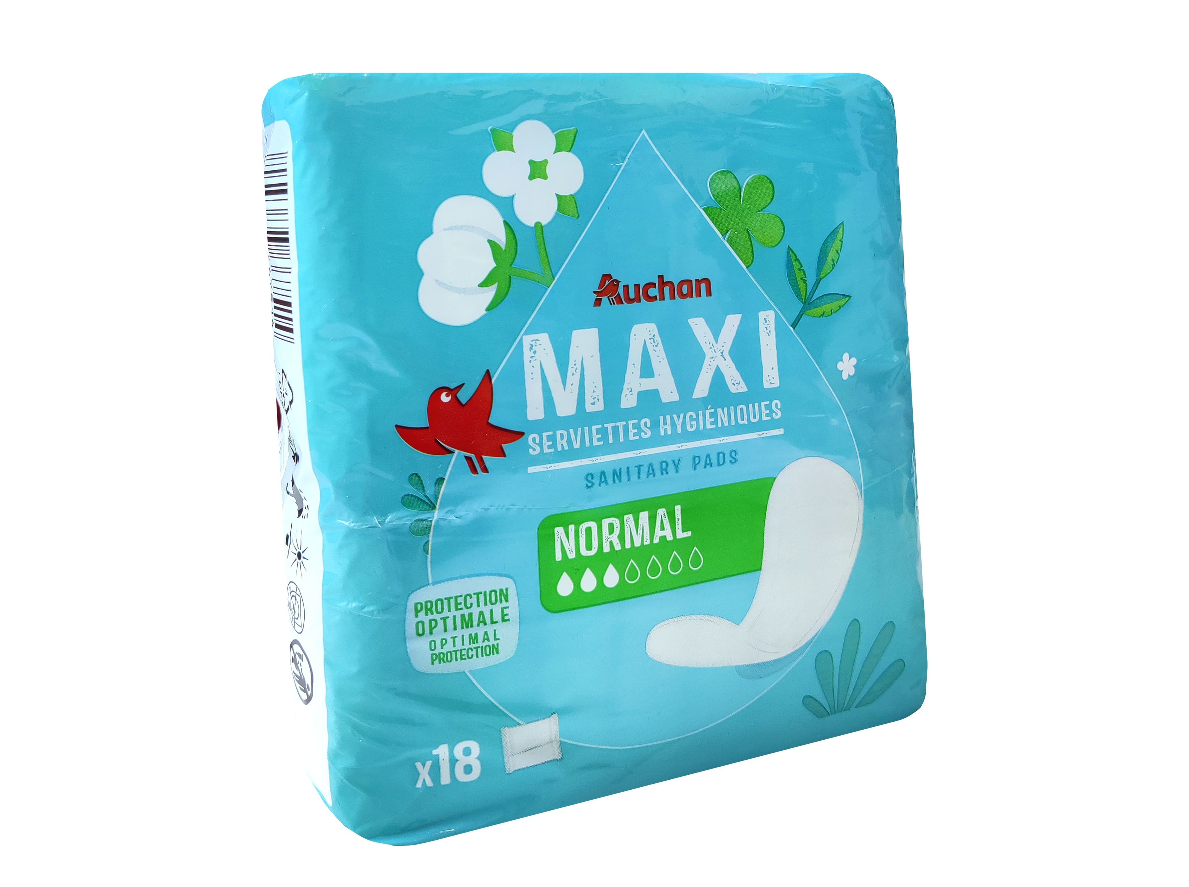 PENSOS HIGIÉNICOS AUCHAN MAXI NORMAL SEM ABAS BOLSA 18UN