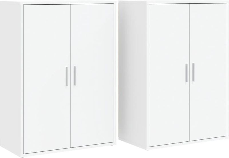 vidaXL - Dressoirs - Wit - Bewerkt Hout - Set van 2