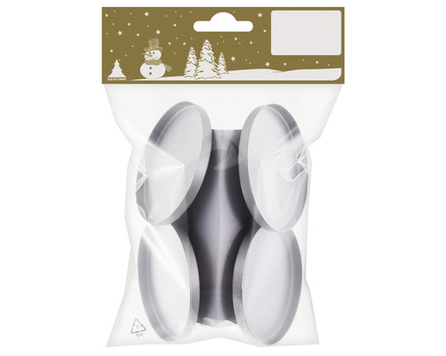 Metalen theelichthouders, 6 cm, zilver, 4 stuks