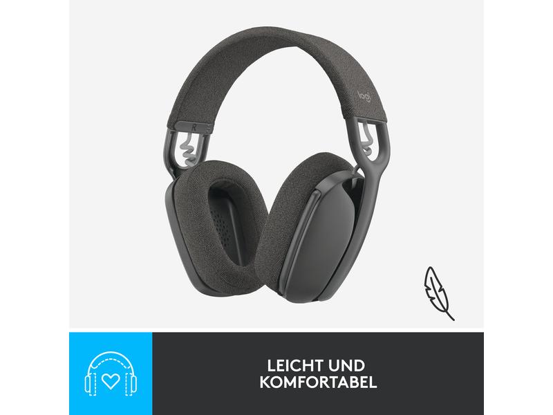 Logitech Headset Zone Vibe 100 Graphite Kabelloses Office-Headset mit leichtem und komfortablem Design