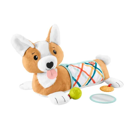 Fisher-Price 3-in-1 Hündchen Spielkissen für Bauchlage mit 3 Spielzeugen
