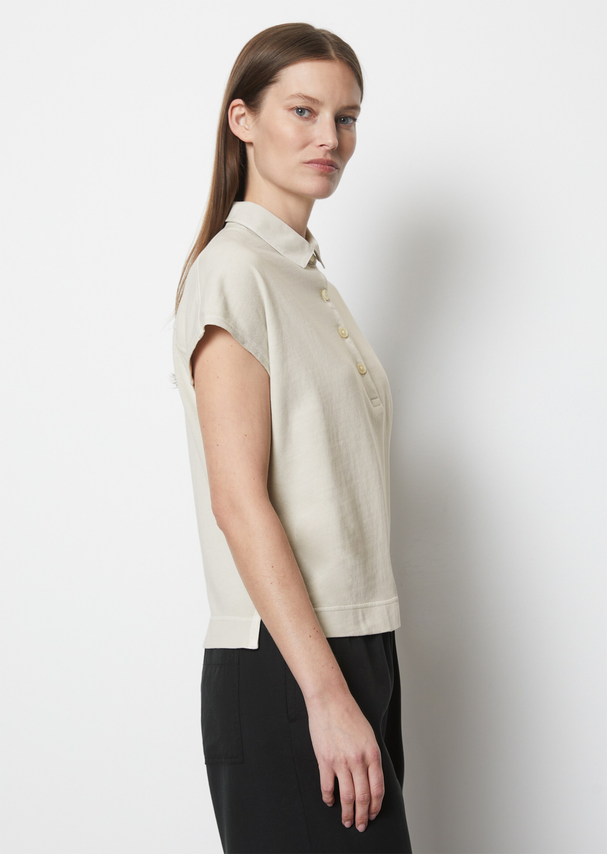 Oversize-Poloshirtaus leichtem Jersey