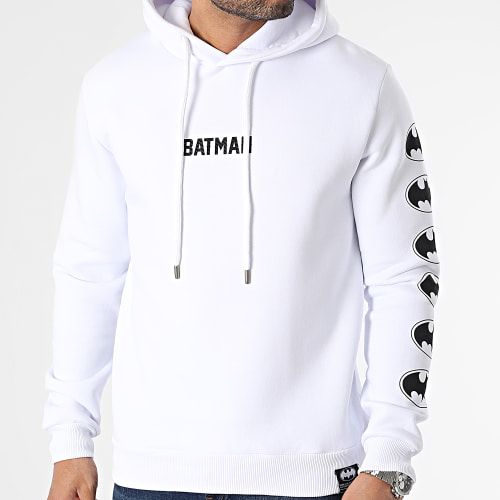 Sweat Capuche Textured Logo Blanc Noir