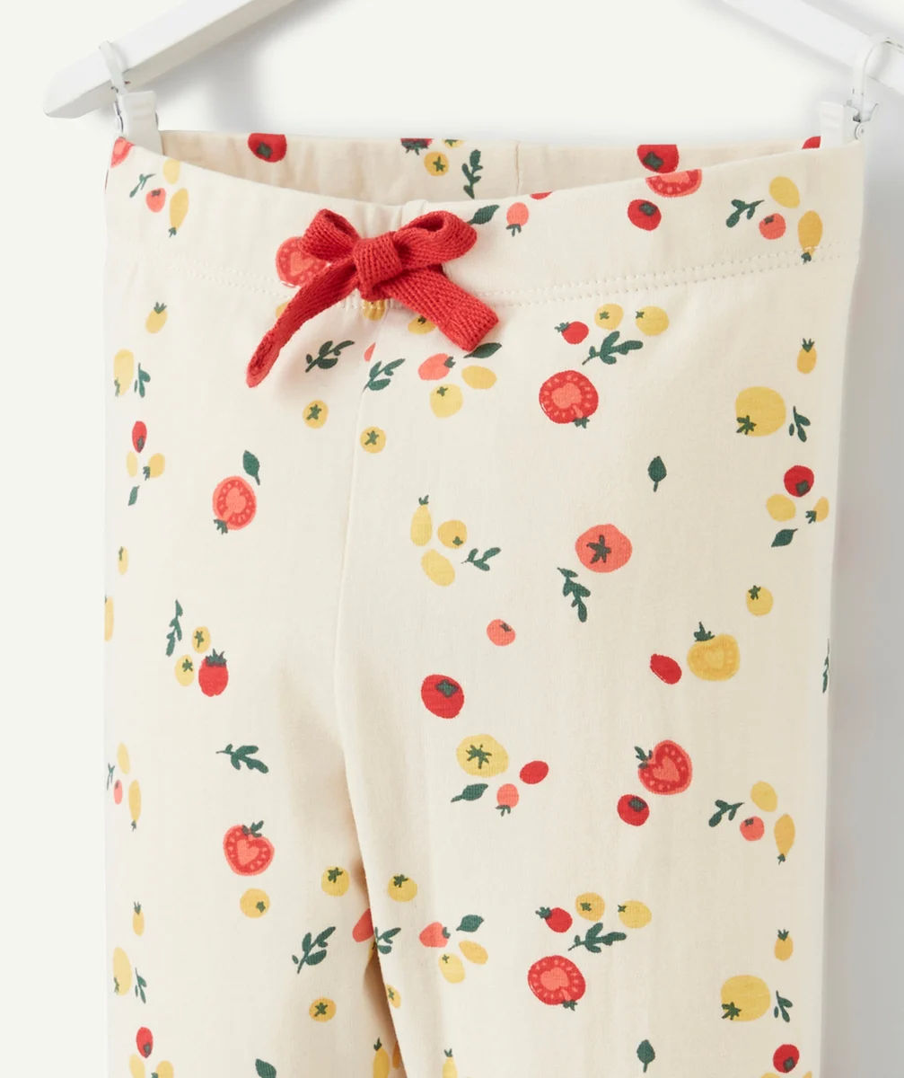 LEGGING BÉBÉ FILLE EN COTON BIO ÉCRU IMPRIMÉ TOMATES