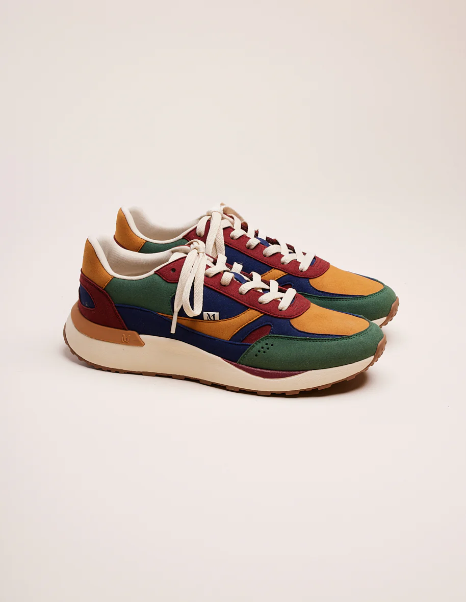 Baskets basses Anael - Suède vegan sapin marine ocre